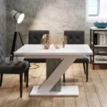 Modern White Rectangular Dining Table – Contemporary Kitchen & Dining Table for Family Dining