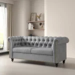 Large 2 Seater Chesterfield Sofa Button Tufted Linen Fabric Couch for Living Room