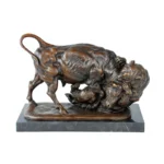**Large Handcrafted Bronze Wall Street Bull & Bear Sculpture – Stock Market Statue for Office, Home & Executive Décor**