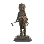 Large Bronze Native American Warrior Statue Handmade Vintage Sculpture Home Decor
