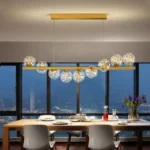 Modern 100cm 9-Light Globe Linear Chandelier – Gold G9 Ceiling Light for Dining Room & Kitchen Island