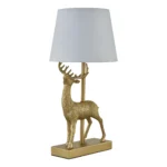 Gold Stag Table Lamp with White Shade