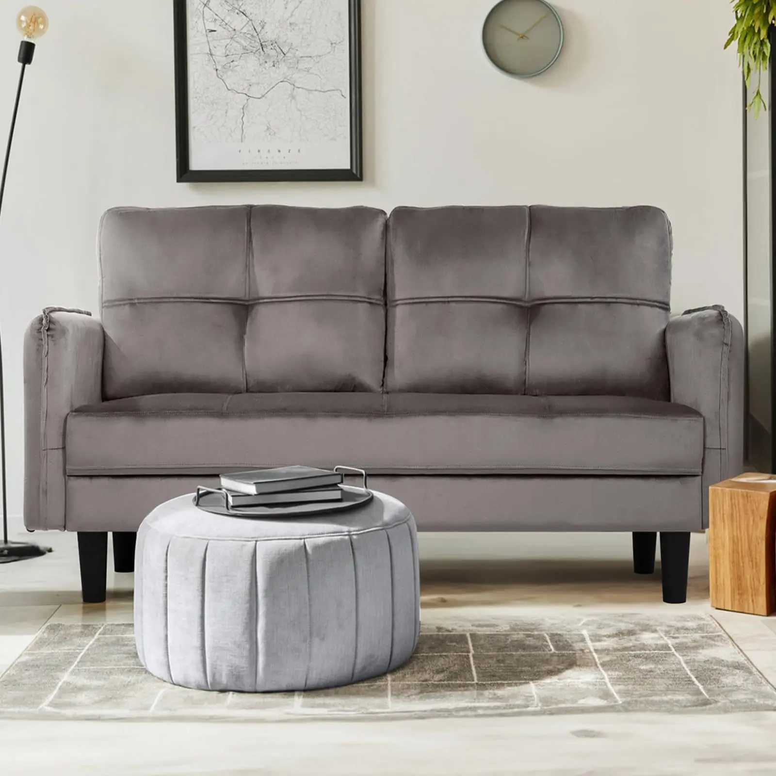 kf-S289723d0b06646ce92949a4a72127ef19 2 Seater Sofa, Modern Velvet Sofa Couch - Image 1