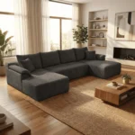 Luxury U-Shaped Modular Sofa Oversized Deep Seat Living Room Couch