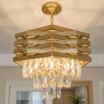 Modern Gold Raindrop Crystal Chandelier, Adjustable Height Luxury Pendant Ceiling Light for Dining Room, Living Room, Hallway & Foyer