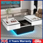 Matte White Coffee Table with Hidden Storage