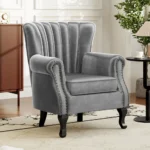Luxury Velvet Wingback Accent Chair – Deep Tufted Upholstered Armchair with Nailhead Trim for Living Room & Bedroom