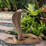39cm Handcrafted Bronze Cobra Snake Sculpture – Wildlife Animal Statue