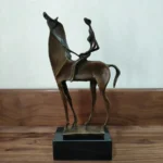 Handmade Bronze Abstract Woman Riding Statue Figurine Home Office Decor