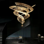 Gold Water Ripple Glass Spiral Chandelier