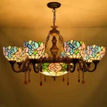 Tiffany Style Stained Glass Pendant Light | E27 LED Hanging Ceiling Lamp for Dining Room, Foyer & Kitchen