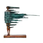 52cm Handcrafted Abstract Bronze Woman Sculpture – Modern Windblown Girl Statue for Hallway, Living Room & Home Décor